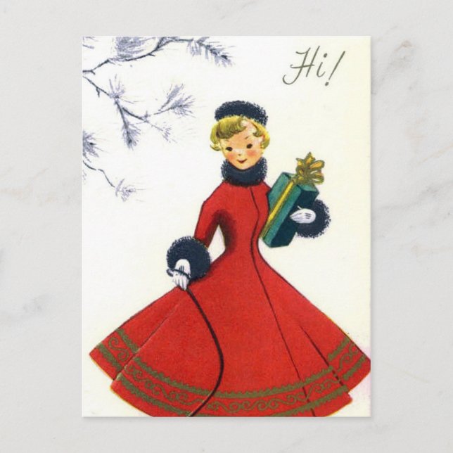 Cartão postal Vintage retro Christmas Holiday (Frente)