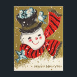 Cartão Postal Vintage Retro Christmas Snowman Winter Scene Holid<br><div class="desc">Vintage Retro Christmas Snowman Winter Scene Holid</div>