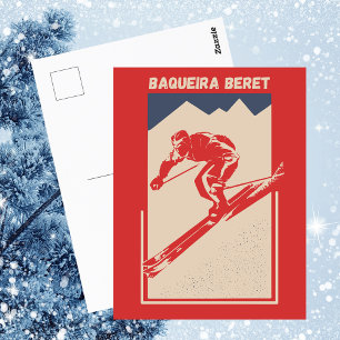 Cartão Postal Vintage Retro Eski Resort Baqueira Beret