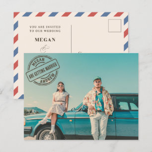 Cartão Postal Vintage retro estilo foto casamento