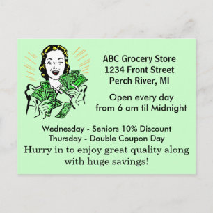 Cartão postal Vintage Retro Feliz Dama Economias d