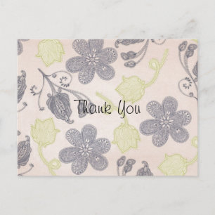 Cartão Postal Vintage Retro Floral Paisley Personalizar Obrigado