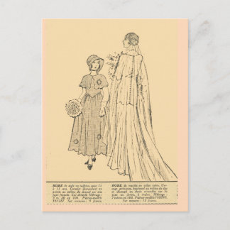 Cartão Postal Vintage, retro French fashion, Bride, 1931