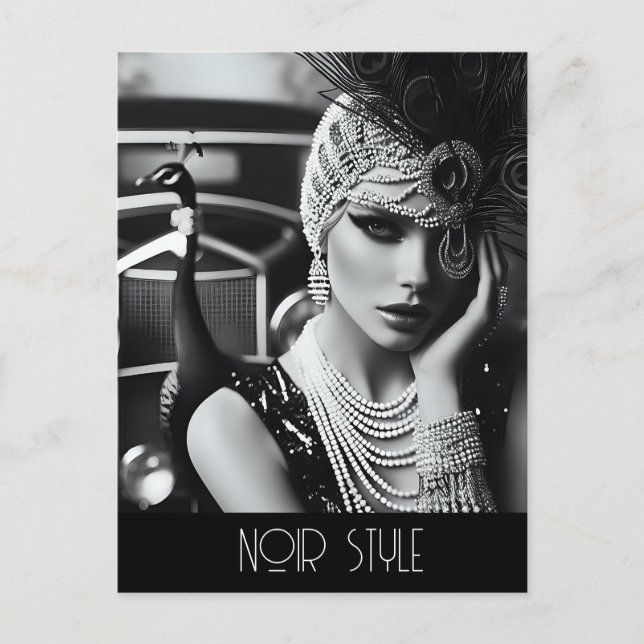 Cartão Postal Vintage retro glamour girl with paciock (Frente)