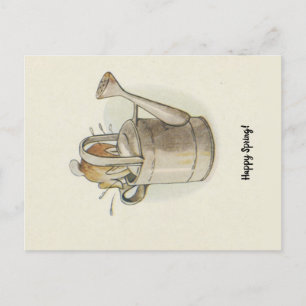 Cartão Postal Vintage Retro Happy Primavera Coelho da Páscoa