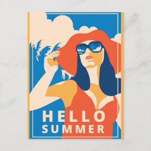 Cartão postal Vintage Retro Hello Summer
