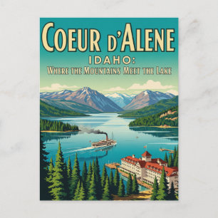 Cartão postal Vintage Retro Idaho Lake Coeur d'Ale