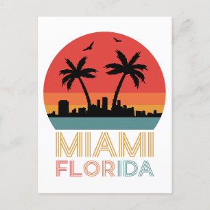 Cartão Postal Vintage Retro Miami Florida