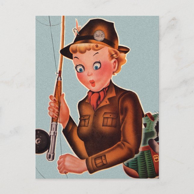 Cartão Postal Vintage Retro Mulheres A Voar (Frente)