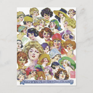 Cartão Postal Vintage Retro Mulheres: Ilustração