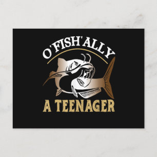 Cartão Postal Vintage Retro O'Fishally Um Adolescente