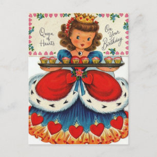 Cartão Postal Vintage Retro Queen Of Heart Aniversário