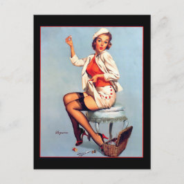 Cartão Postal Vintage Retro Sewing Pin UP Girl