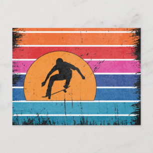 Cartão Postal Vintage Retro Skateboard Skateboarder
