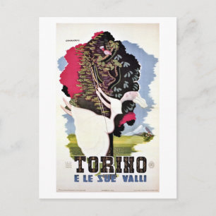 Cartão Postal Vintage retro Turin valleys italianos viagem