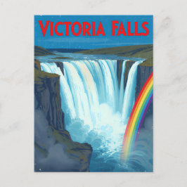 Cartão Postal Vintage Retro Victoria Falls Arco-íris Viagem