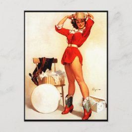 Cartão Postal Vintage Retro Western Pin UP Girl
