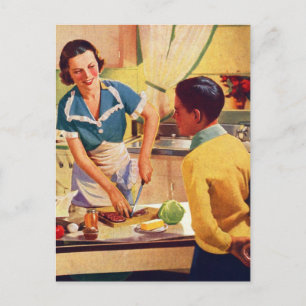 Cartão Postal Vintage Retro Women 40s Rosquinha Deception