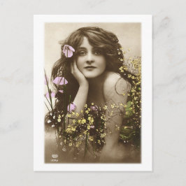 Cartão Postal Vintage Retro Women Victory Flower Girl