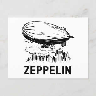 Cartão Postal Vintage Retro Zeppelin - Desenho de nave dirigível