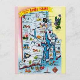 Cartão Postal Vintage Rhode Island Map Postcard