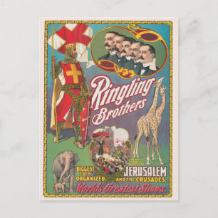 Cartão Postal Vintage Ringling Brothers Circus Poster