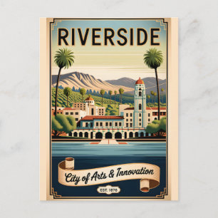 Cartão Postal Vintage Riverside Califórnia Cidade das Artes Retr
