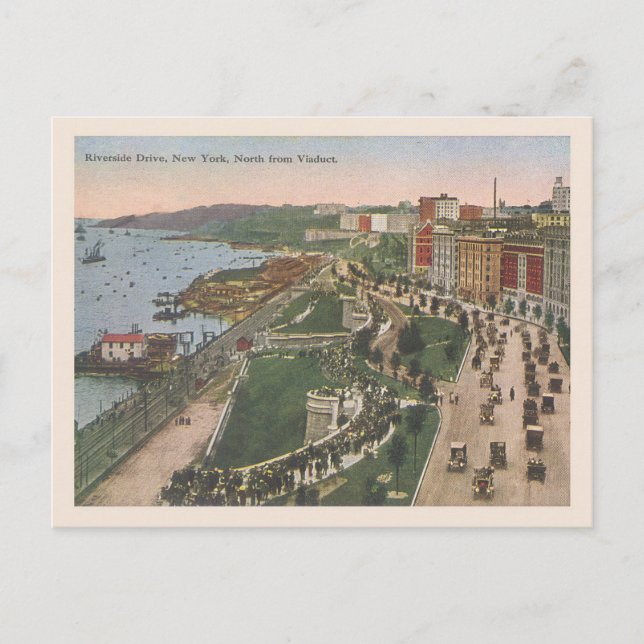 Cartão Postal Vintage Riverside Drive New York (Frente)