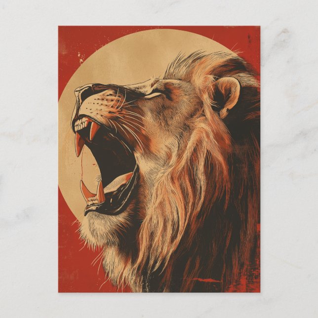 Cartão Postal Vintage Roaring Lion  (Frente)