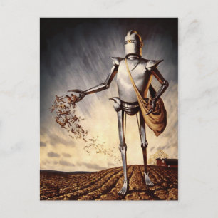 Cartão postal Vintage Robot Farming Humans