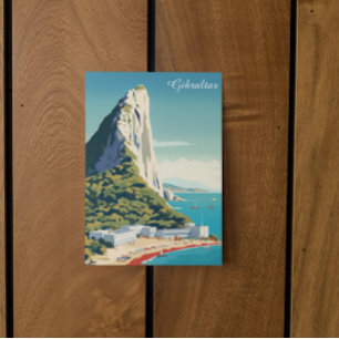 Cartão Postal Vintage Rock of Gibraltar Viagem Art