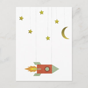 Cartão Postal Vintage Rocket In Space