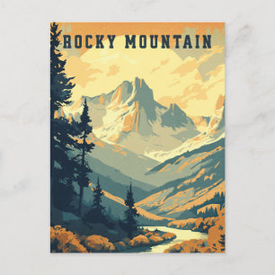 Cartão Postal Vintage Rocky Mountain Viagem