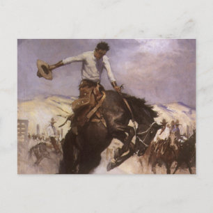 Cartão Postal Vintage Rodeo Cowboy, Breezy Riding by WHD Koerner