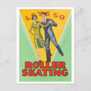 Cartão postal Vintage "Roller Go Skling"