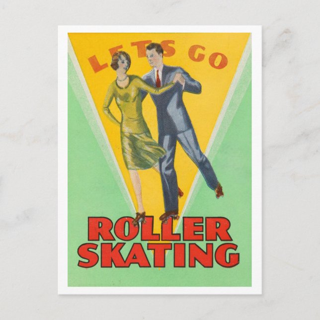 Cartão postal Vintage "Roller Go Skling" (Frente)