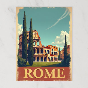 Cartão Postal Vintage Roma Colosseum Viagem