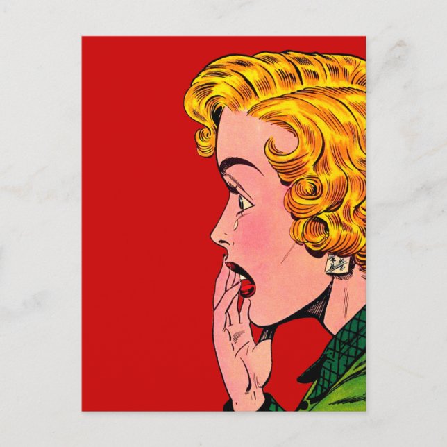 Cartão Postal Vintage Romance Novel Girl Comic Art (Frente)