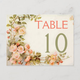 Cartão Postal Vintage romântico número da mesa de casamento de r