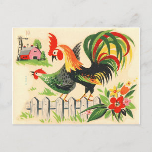 Cartão postal Vintage Rooster
