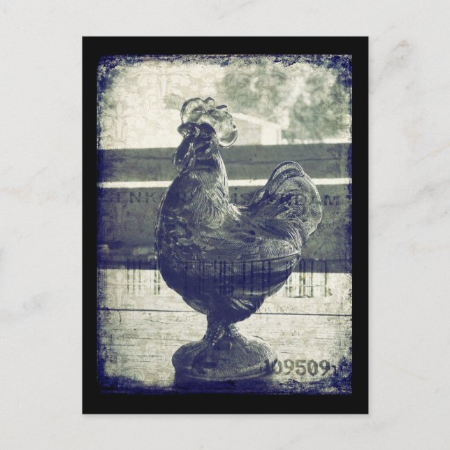 Cartão Postal Vintage Rooster de Vidro (Frente)
