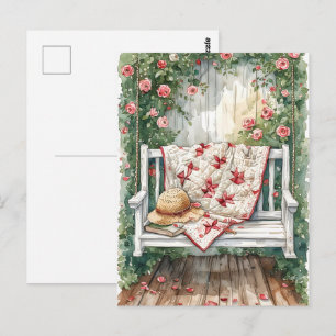 Cartão Postal Vintage Rosa Swing com Quilt Charm