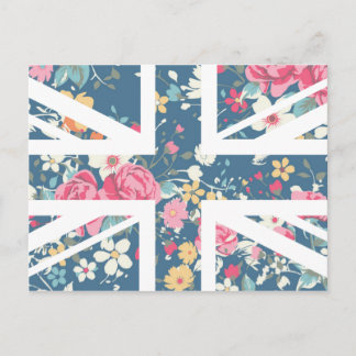 Cartão Postal Vintage Rosa Union Jack British(UK) Flag