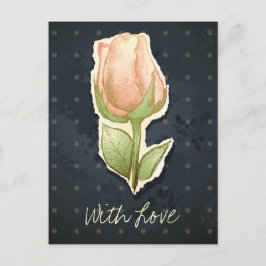 Cartão Postal Vintage rosebud em preto, cartão-postal