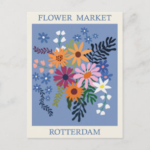 Cartão Postal Vintage Rotterdam Holland Flower Market Viagem