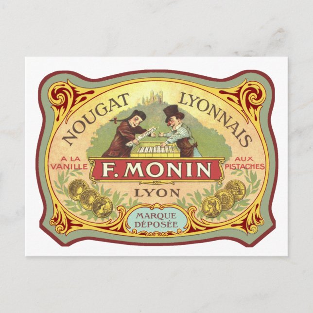 Cartão Postal Vintage - Rótulo Francês de Doces (Frente)