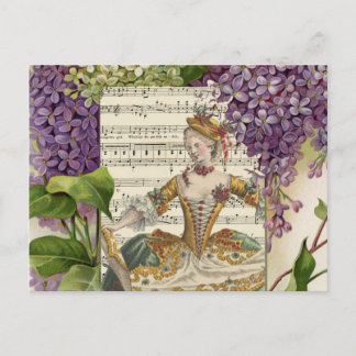 Cartão Postal Vintage Royal French Fashion e Lilacs