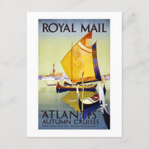 Cartão Postal Vintage Royal Mail Atlantis Autumn Cruises Viagem