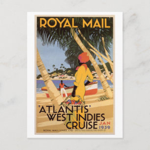 Cartão Postal Vintage Royal Main Atlantis West Indies Cruise Jan