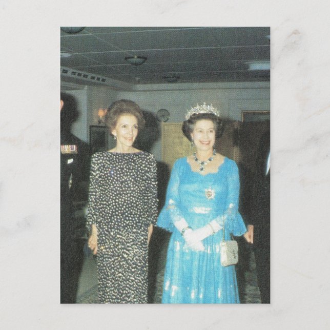 Cartão Postal Vintage Royalty, Rainha e Nancy Reagan (Frente)